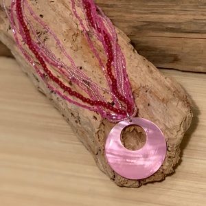 Tickle Me Pink Large Doughnut Pendant Necklace